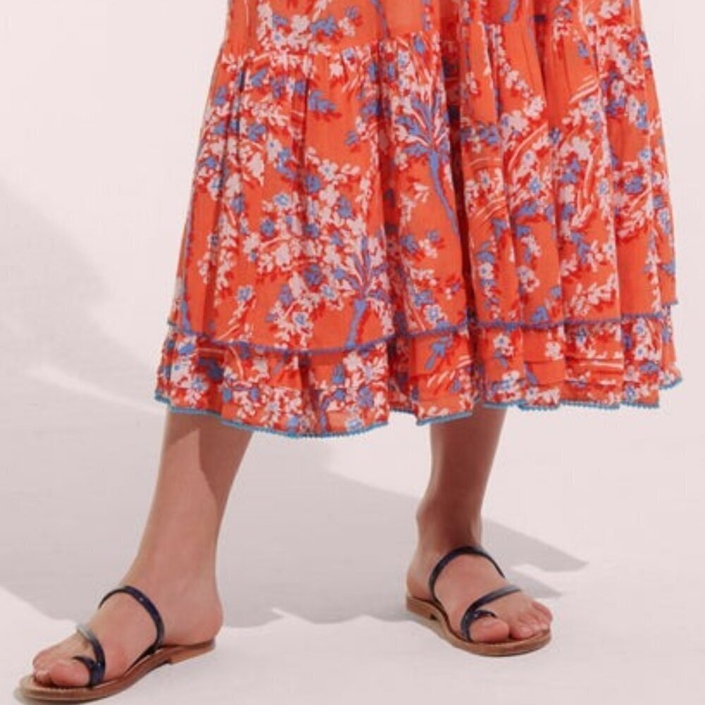 Poupette St Barth Women's Long Dress Bella Ruffled Off Shoulder Belted Size S - Picture 4 of 10